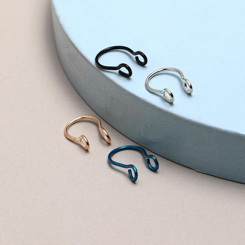 

4pcs Minimalist Nose Ring, Multicolor