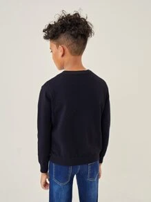 SHEIN Boys Pocket Button Jumper - Black - View 2