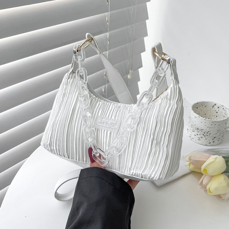 

Ruched Design Shoulder Bag, White