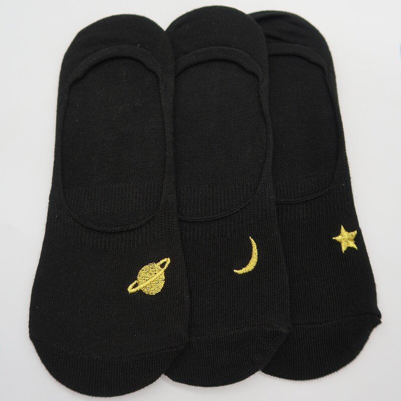 

3pairs Graphic Invisible Socks, Black
