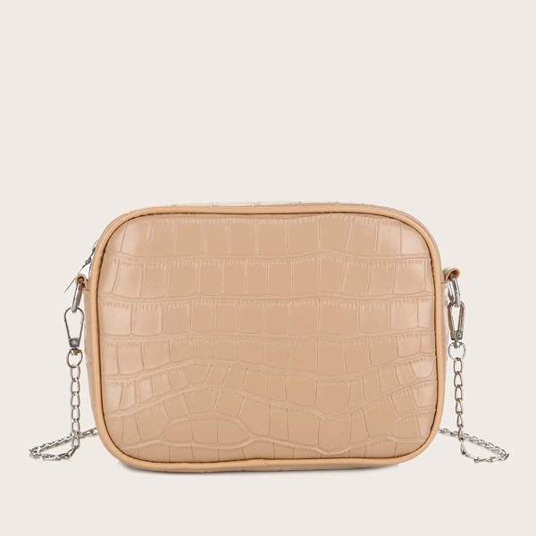 

Croc Embossed Box Bag, Khaki