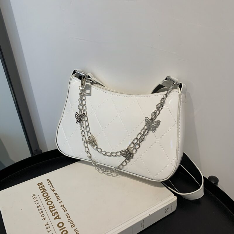 

Butterfly Decor Shoulder Bag, White
