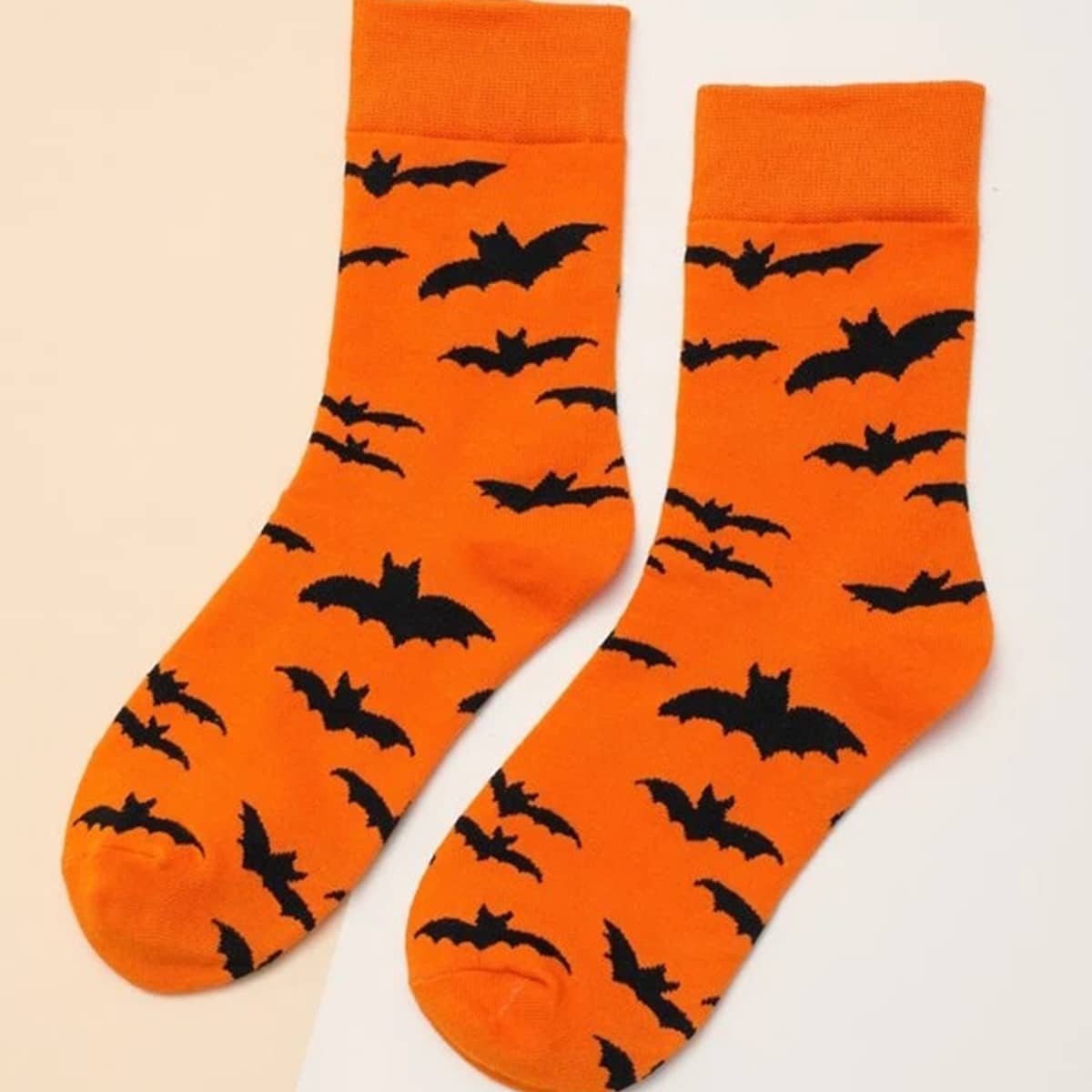 

Cartoon Pattern Crew Socks, Orange