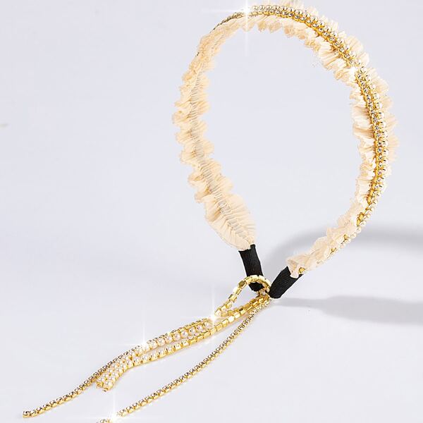 

Faux Pearl & Rhinestone Decor Headband, Beige