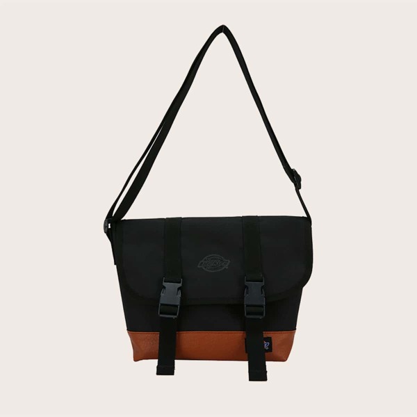 

Men Two Tone Flap Crossbody Bag, Black