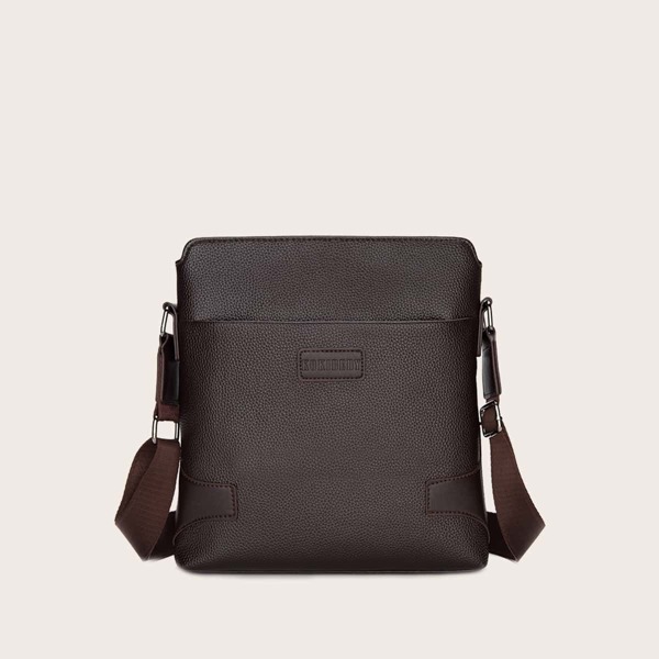 

Men Litchi Embossed Crossbody Bag, Brown