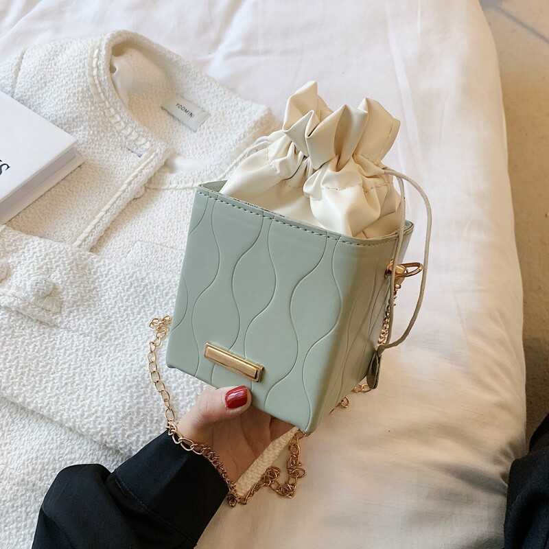 

Drawstring Box Bag, Mint green