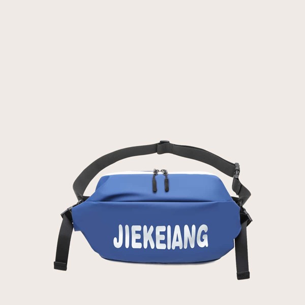 

Men Letter Graphic Fanny Pack, Blue