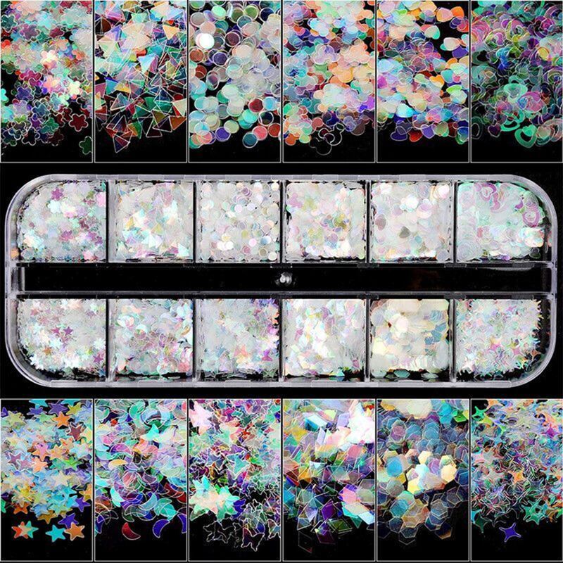 

1box Laser Nail Art Sticker, White