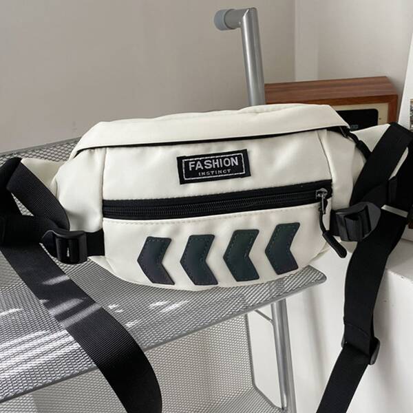 

Men Arrow Pattern Fanny Pack, White