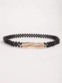 Leaf Decor Belt - Black - View 1