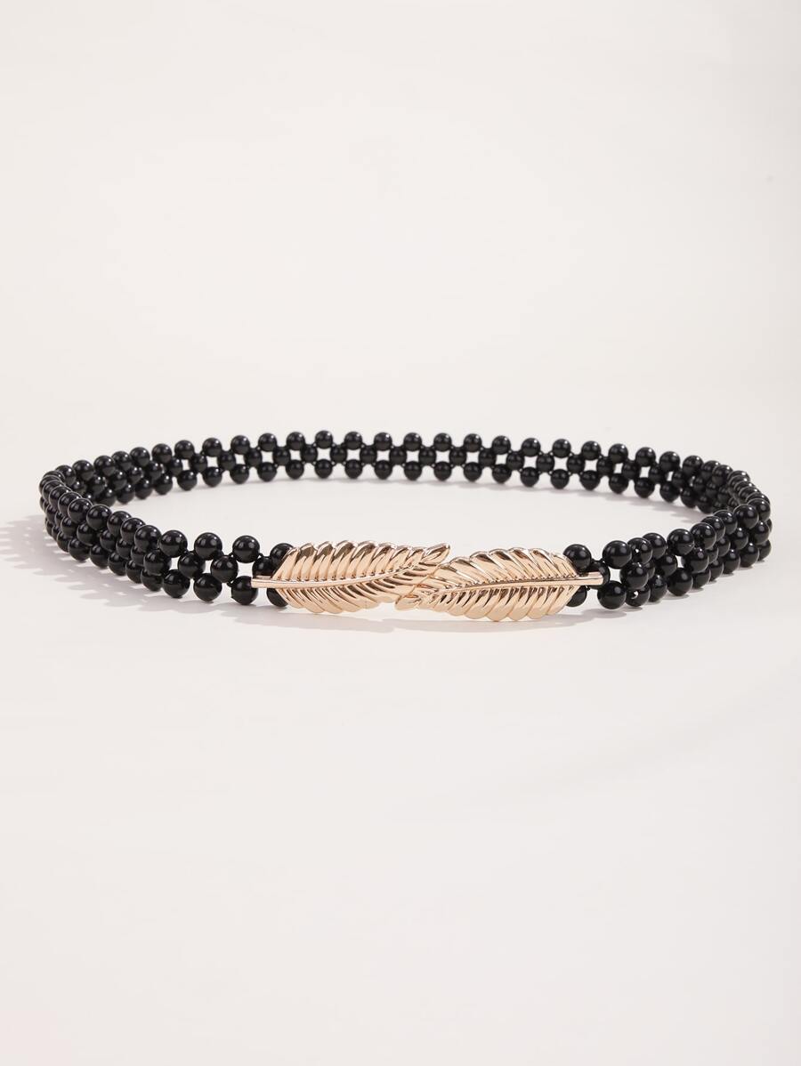 Leaf Decor Belt - Black - View 1