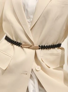 Leaf Decor Belt - Black - View 2