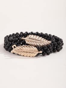 Leaf Decor Belt - Black - View 3