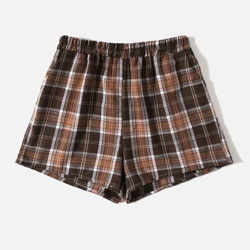 

Plaid Elastic Waist Shorts, Multicolor