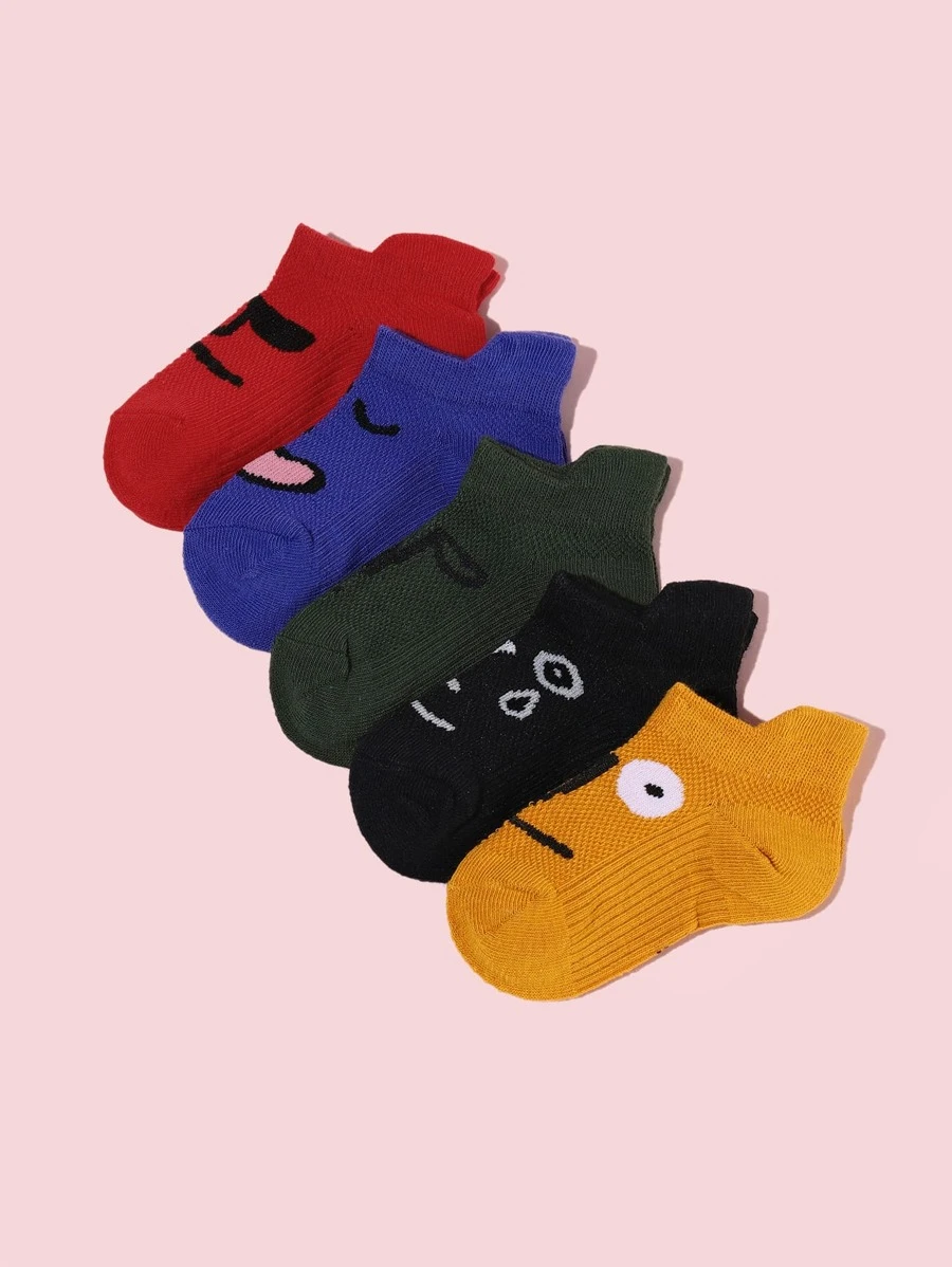 5pairs Boys Cartoon Graphic Vớ mắt cá chân - Nhiều màu - Xem 1