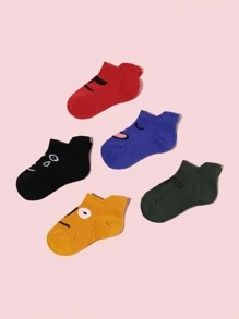 5pairs Boys Cartoon Graphic Vớ mắt cá chân - Nhiều màu - Xem 2