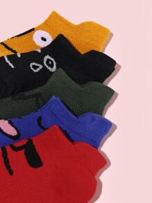 5pairs Boys Cartoon Graphic Vớ mắt cá chân - Nhiều màu - Xem 3