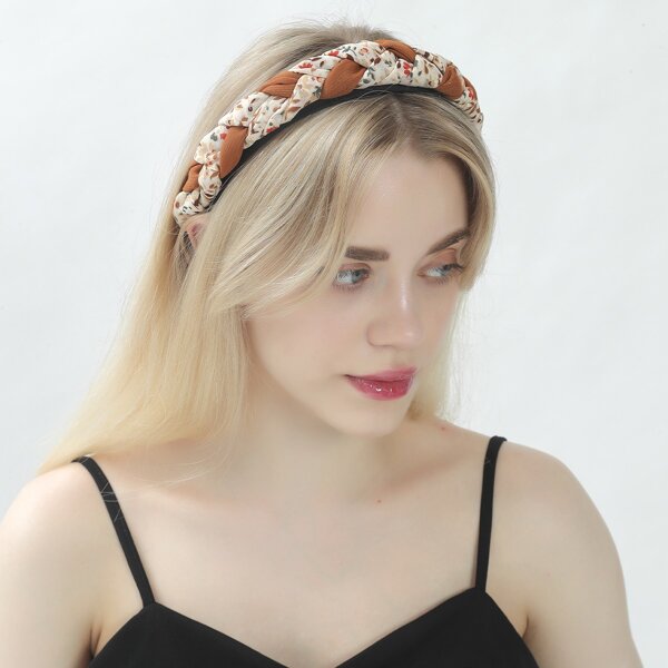 

Flower Print Braided Headband, Multicolor