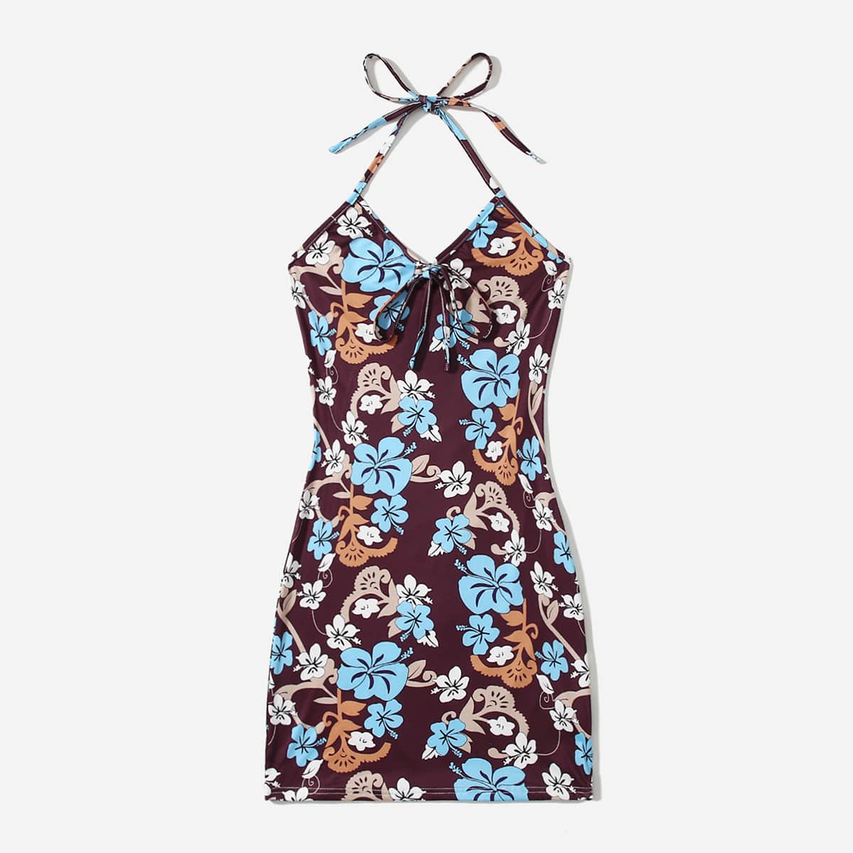 

Floral Print Halter Dress, Multicolor