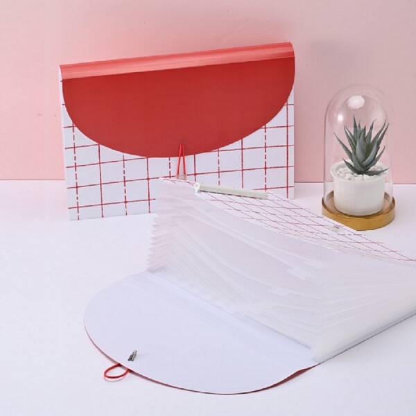 

1pc Plaid A4 Folder, Red and white