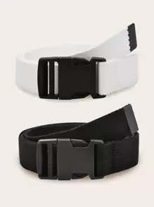 2pcs Simple Tape Belt Adjustable For S Pants Fall, Autumn, Halloween - Black and White - View 1