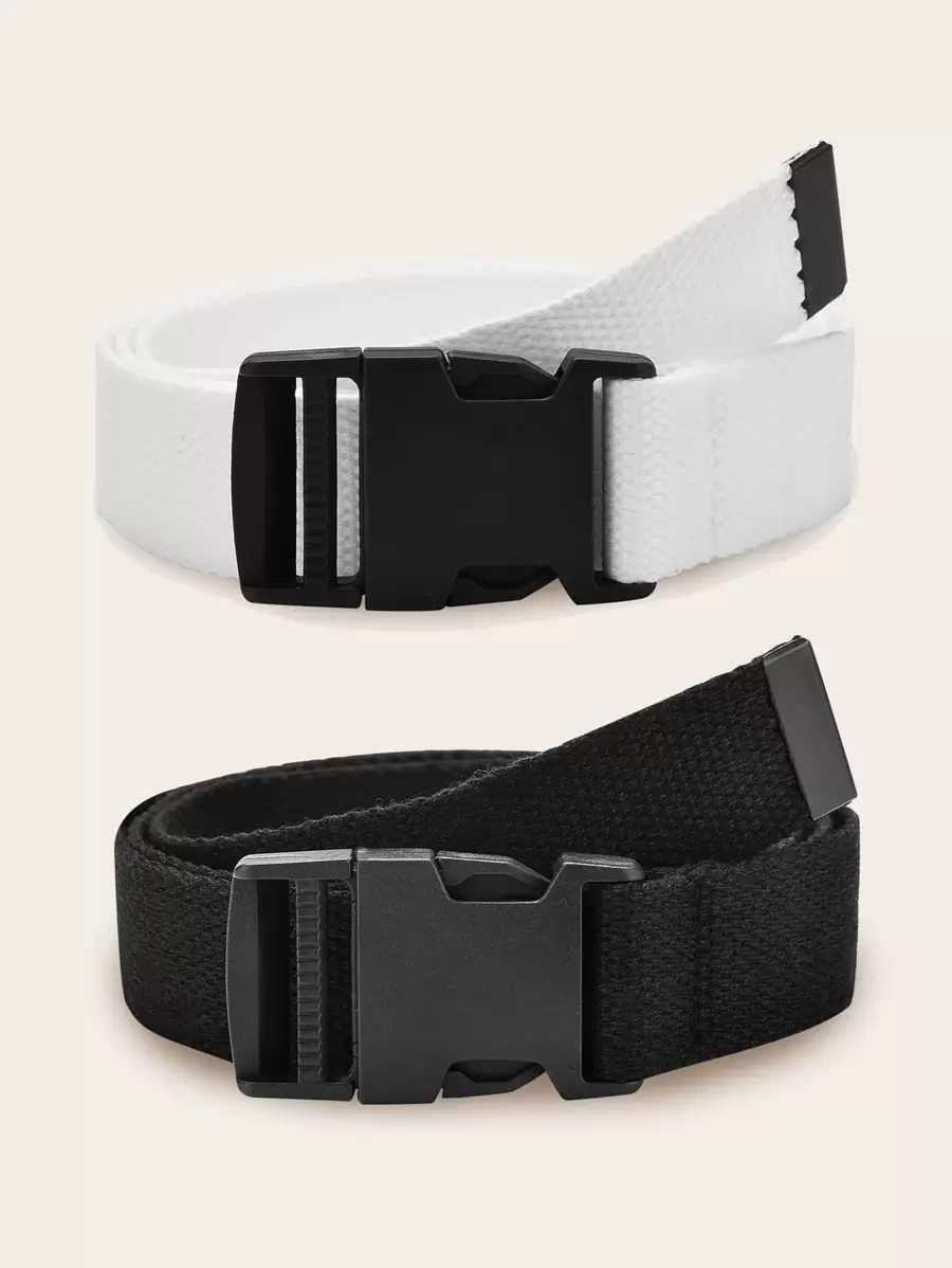 2pcs Simple Tape Belt Adjustable For S Pants Fall, Autumn, Halloween - Black and White - View 1