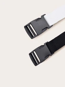 2pcs Simple Tape Belt Adjustable For S Pants Fall, Autumn, Halloween - Black and White - View 3