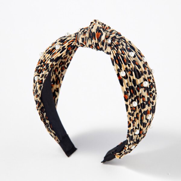 

Faux Pearl Decor Leopard Print Headband, Multicolor