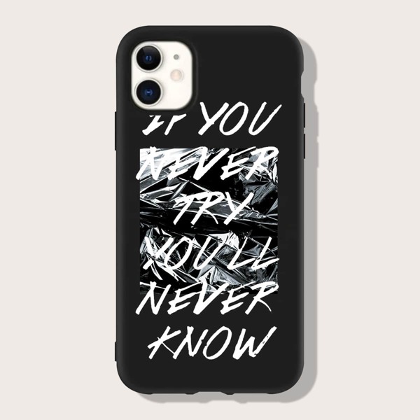 

Letter Graphic Phone Case, Black