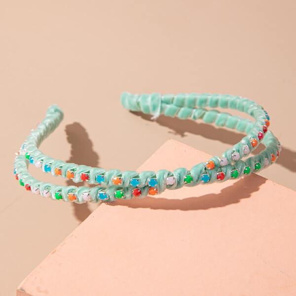 

Rhinestone Decor Layered Headband, Multicolor