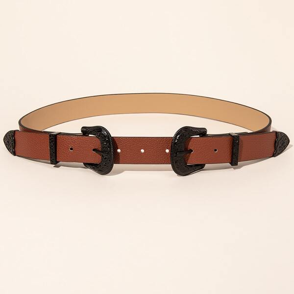 

Double Buckle Belt, Brown