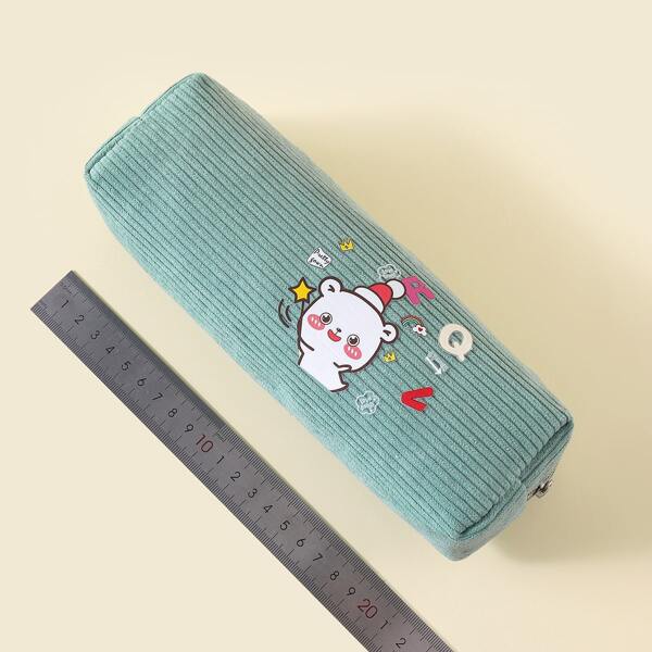 

Cartoon Graphic Pencil Bag, Mint green