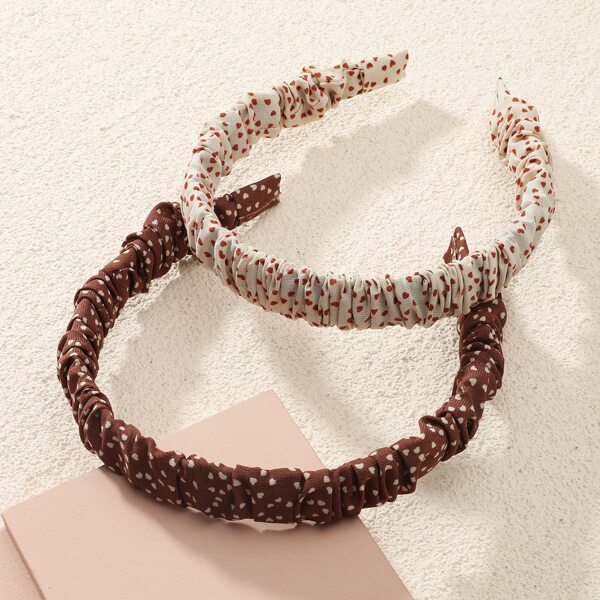 

2pcs Heart Print Headband, Multicolor