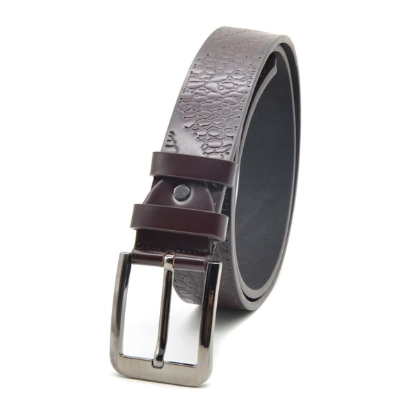 

Men Square Buckle Belt, Coffee brown