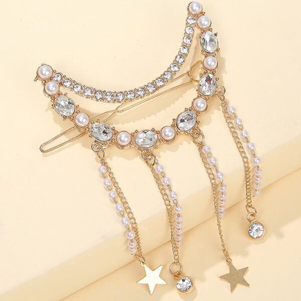 

Rhinestone Moon Decor Hair Clip, Gold