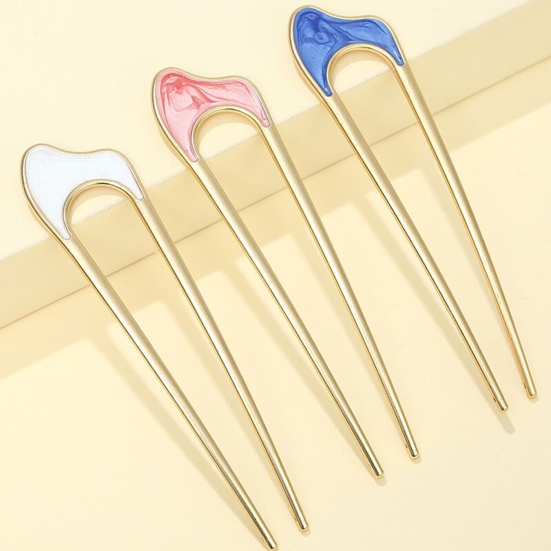 

3pcs Simple Hair Pin, Multicolor