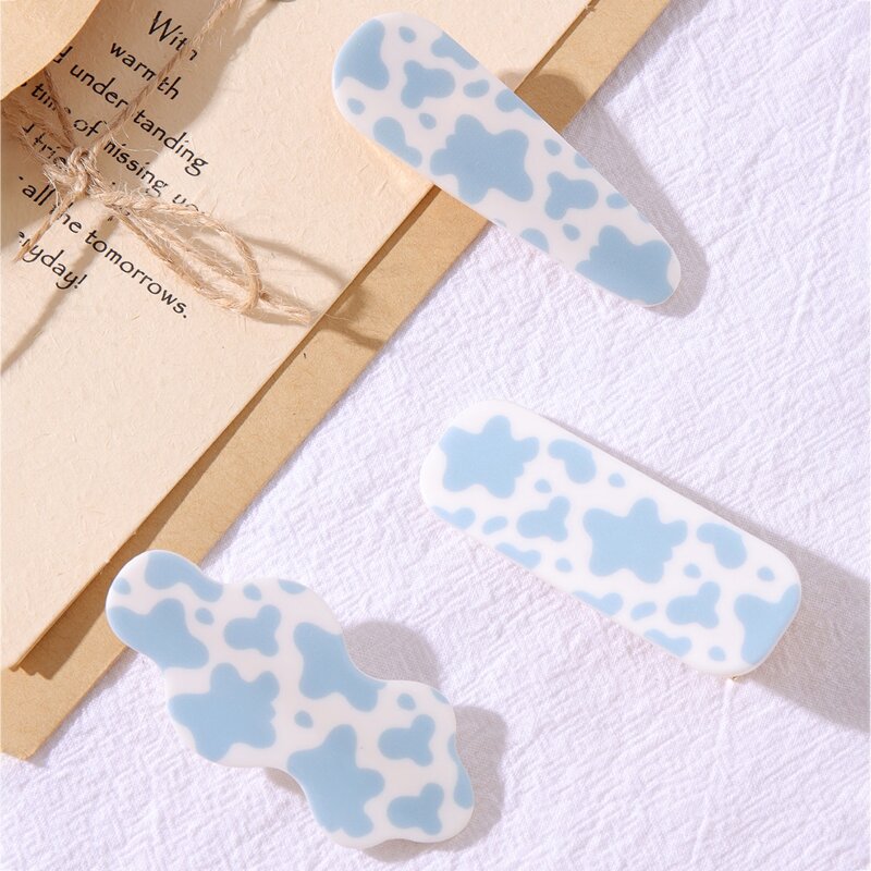 

3pcs Graphic Hair Clip, Baby blue