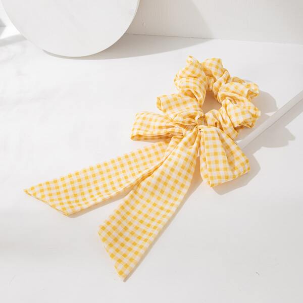 

Gingham Print Scarf Hair Tie, Orange