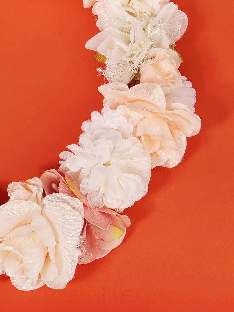 Fabric Flower Hair Band - White - View 4