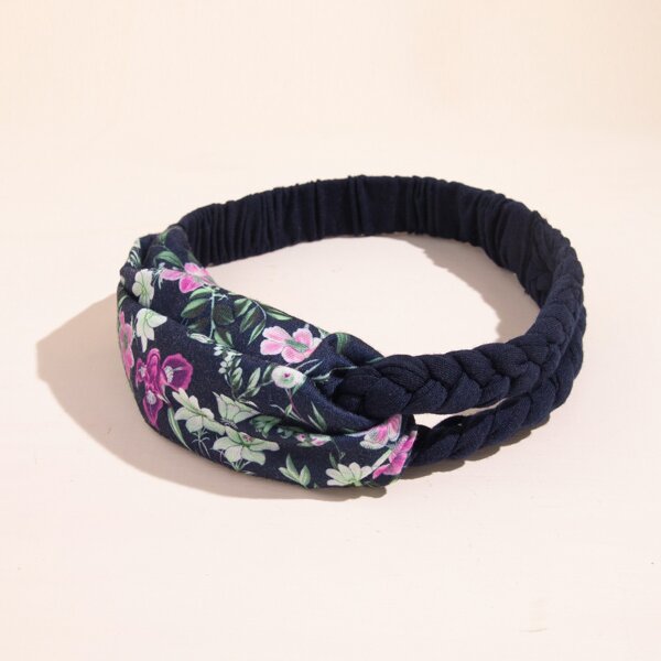 

Flower Print Hair Band, Navy blue