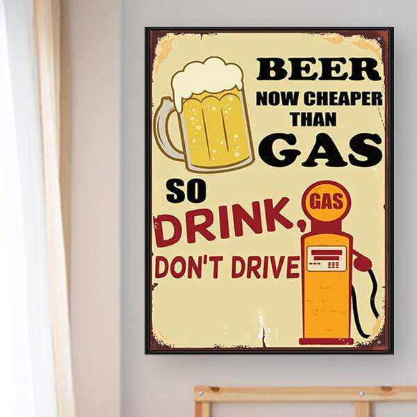 

Beer Slogan Graphic DIY Diamond Unframed Painting, Multicolor