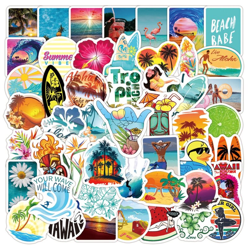 

50pcs Surfing Pattern Sticker, Multicolor