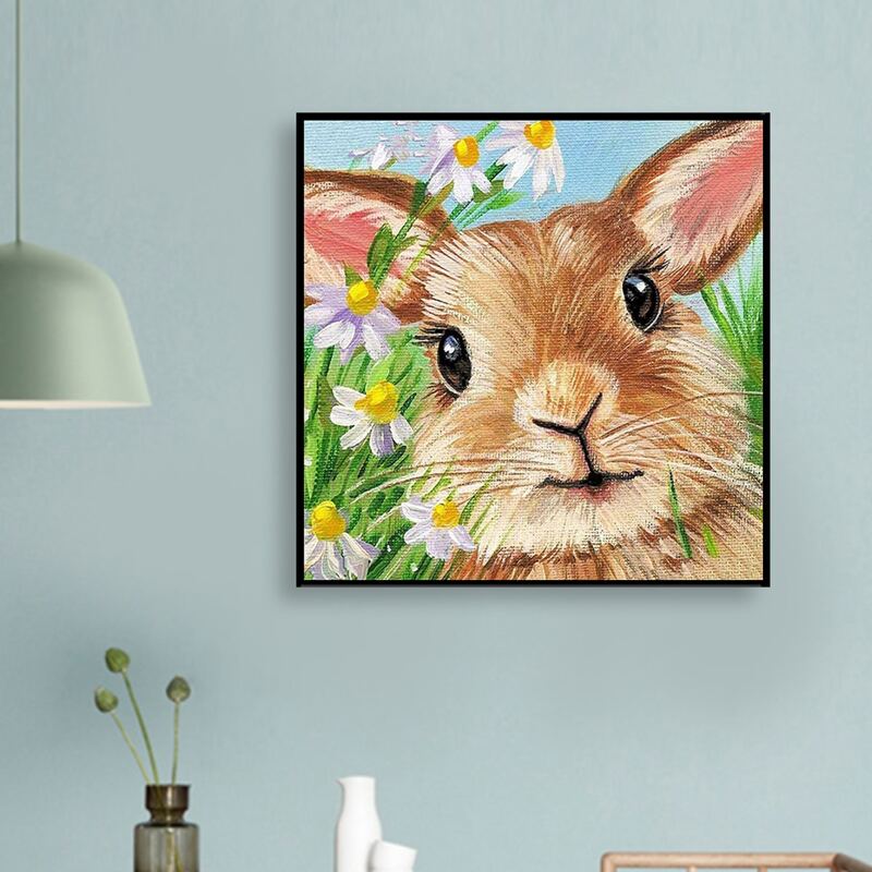 

Rabbit Print DIY Diamond Unframed Painting, Multicolor