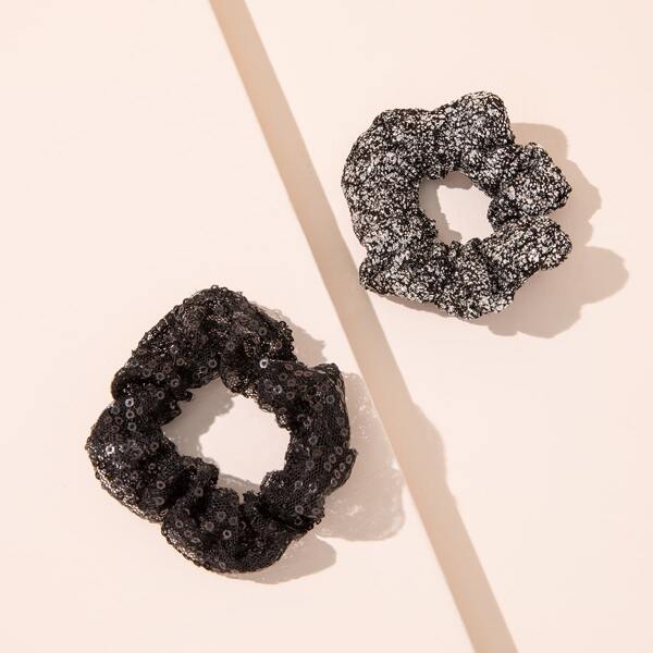 

2pcs Sequin Decor Mesh Scrunchie, Multicolor