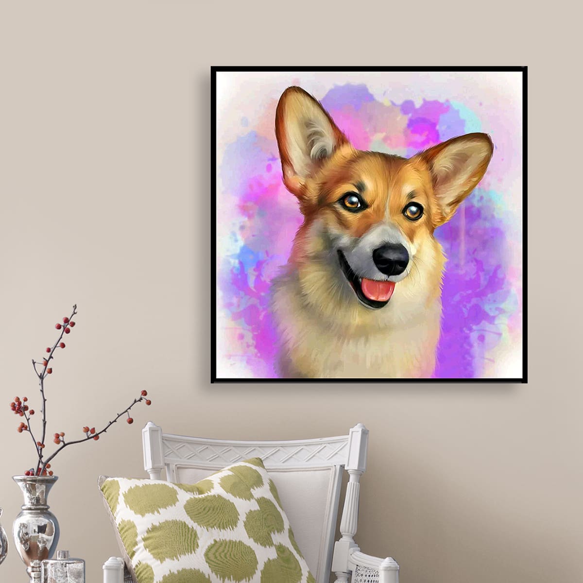 

Dog Print DIY Diamond Unframed Painting, Multicolor