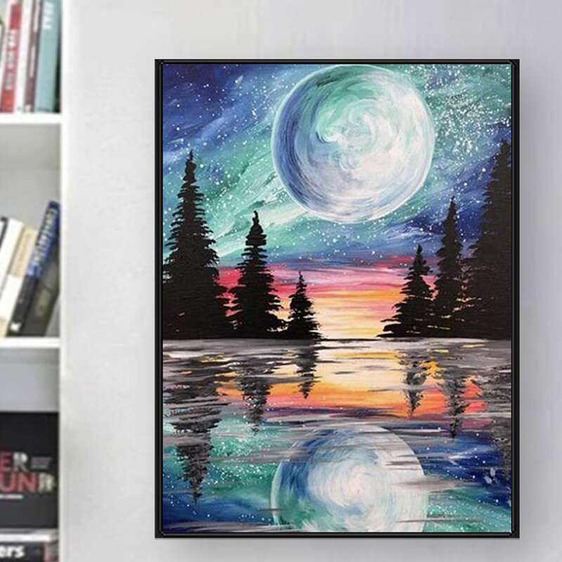 

Moon Print DIY Diamond Unframed Painting, Multicolor