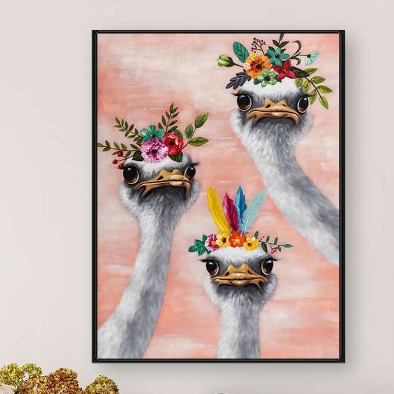 

Ostrich Print DIY Diamond Unframed Painting, Multicolor
