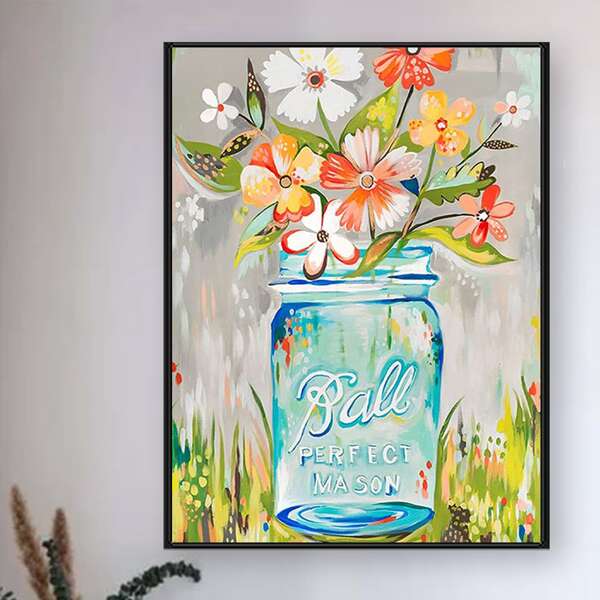 

Flower Print DIY Diamond Unframed Painting, Multicolor