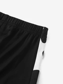SHEIN Niñas con estampado de vaca Top & Pantalones - Blanco y Negro - Ver 3